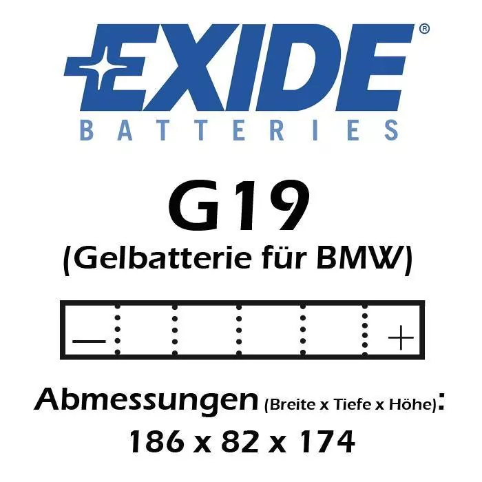 Batterie | EXIDE | GEL 12-19 | GEL | 19 AH |  DIN 51913 | geschlossen