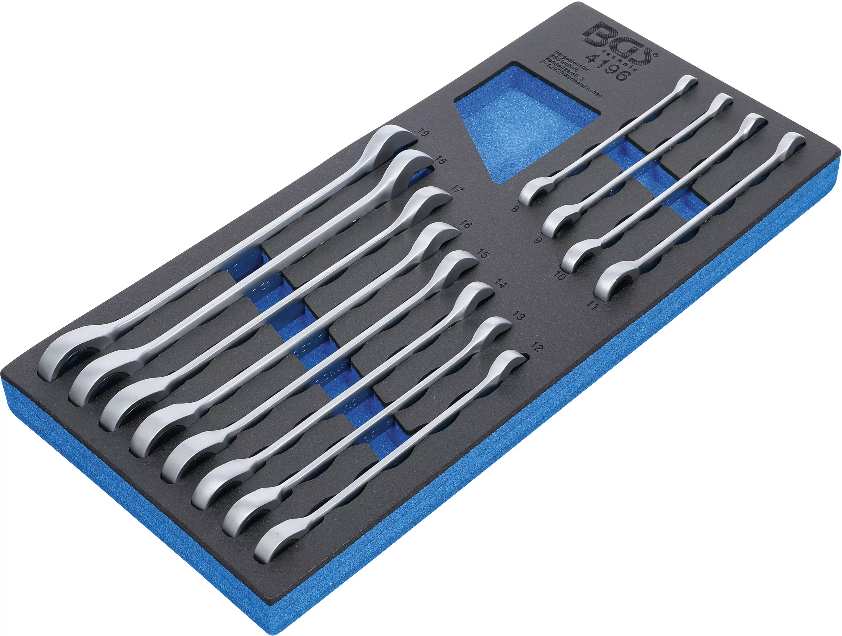 Werkstattwageneinlage 1/3: Ratschenring-Maulschlüssel-Satz | SW 8 - 19 mm | 12-tlg.