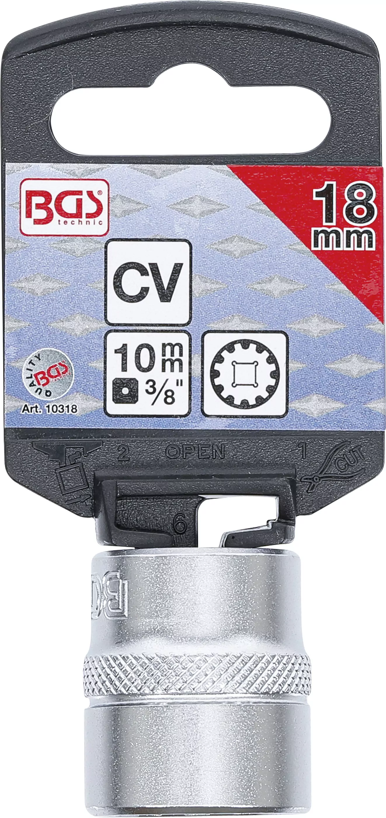 Steckschlüssel-Einsatz Gear Lock | Antrieb Innenvierkant 10 mm (3/8") | SW 18 mm