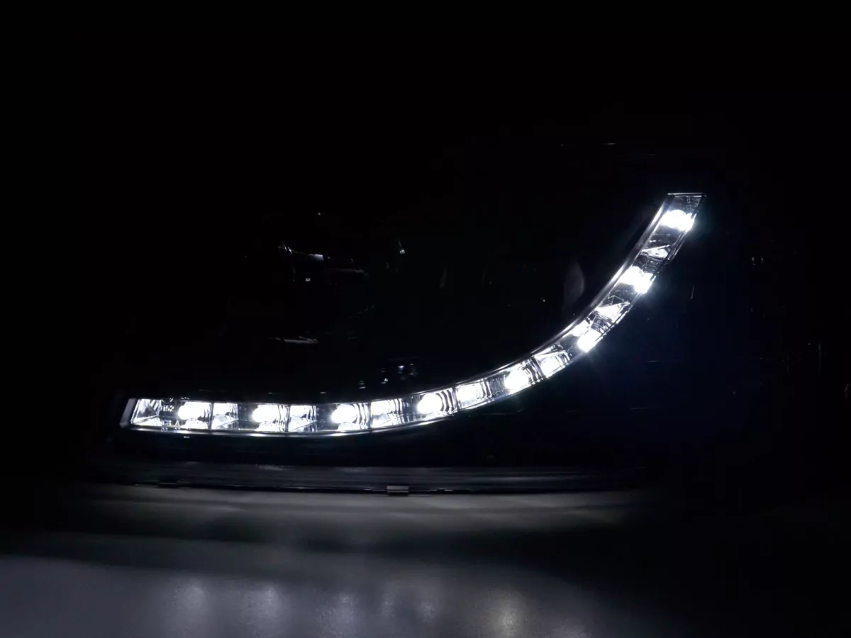 Scheinwerfer Set Daylight LED TFL-Optik VW Bus Typ T5 Bj. 03-09 schwarz