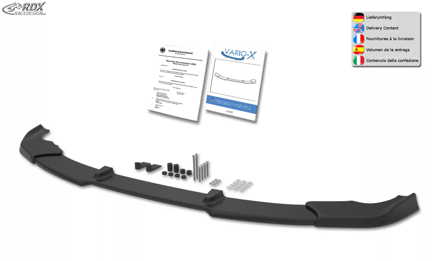 RDX Frontspoiler VARIO-X für MERCEDES E-Klasse W211 -2006 Classic/Elegance Frontlippe Front Ansatz Vorne Spoilerlippe