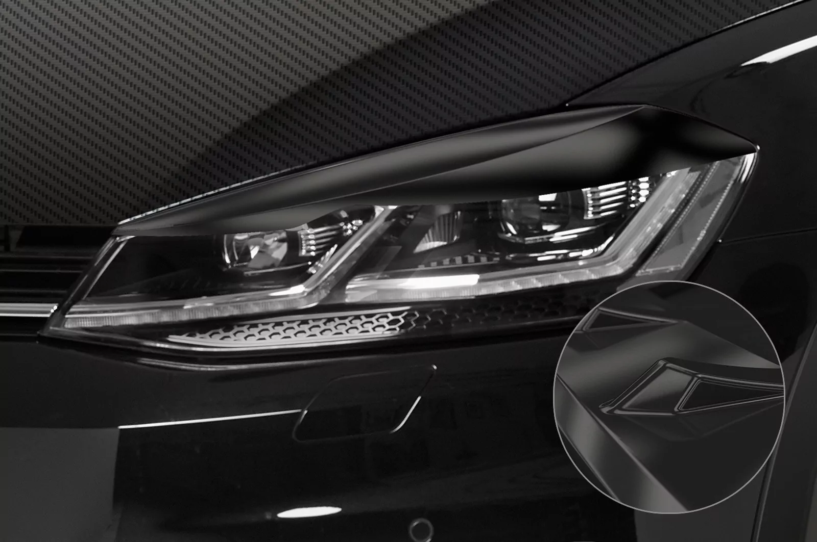 Scheinwerferblenden Glossy für VW Golf 7 Facelift Glossy (schwarz hochglanz)