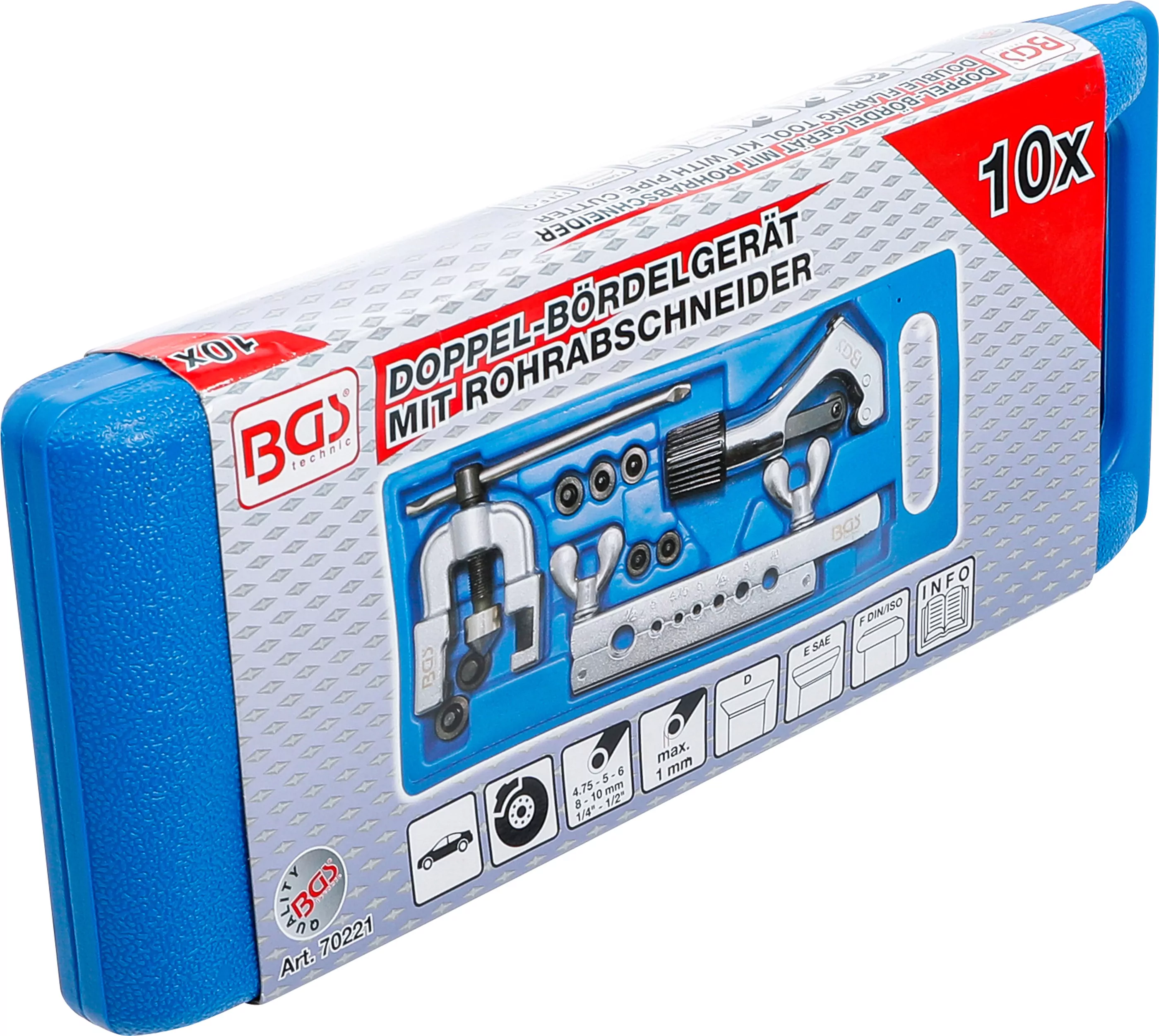 Doppel-Bördelgerät mit Rohrabschneider | 10-tlg.