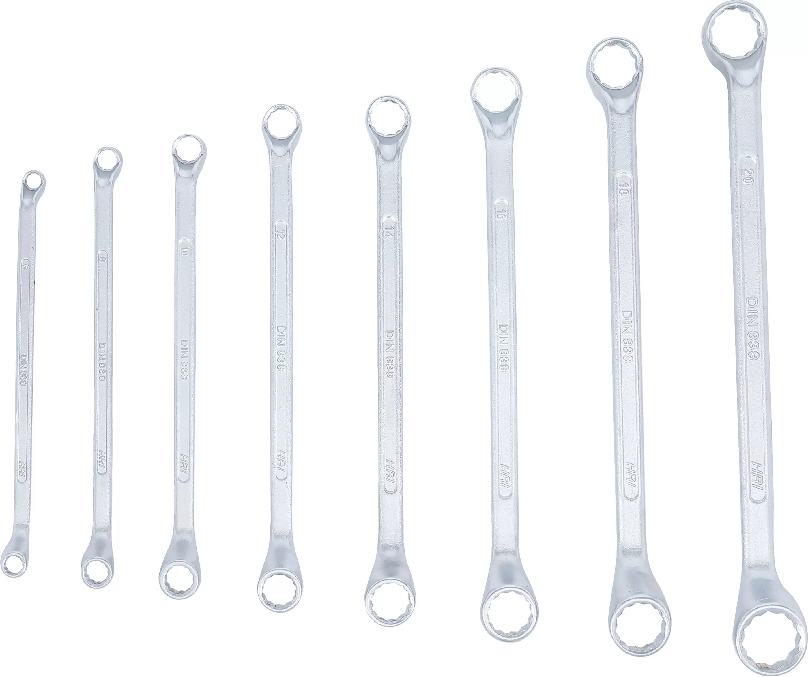 Doppel-Ringschlüssel-Satz | gekröpft | SW 6 x 7 - 20 x 22 mm | 8-tlg.