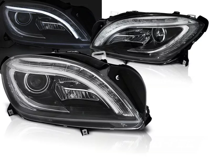 Headlights Black Led Fits Mercedes M-class W166 11-15