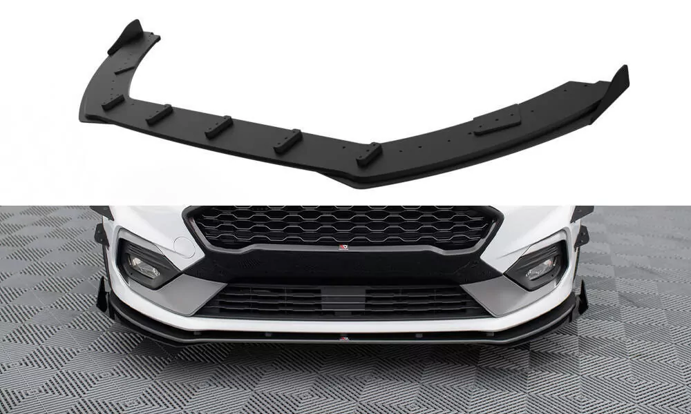Robuste Racing Front Ansatz Für Passend Für + Front Stoßstangen Racing Flaps Passend Für Ford Fiesta Mk8 ST / ST-Line Schwarz Hochglanz
