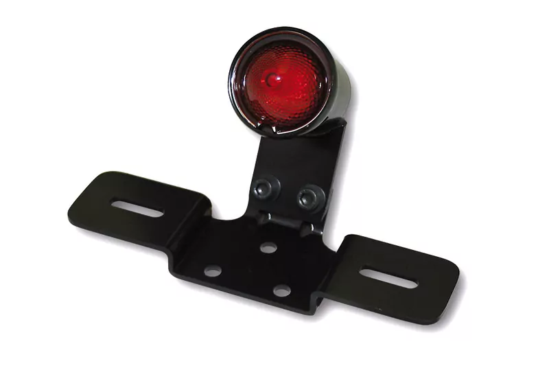 SHIN YO LED-Rücklicht OLD SCHOOL TYP3, schwarz, rotes Glas, mit Nr.-Schildhalter E-geprüft