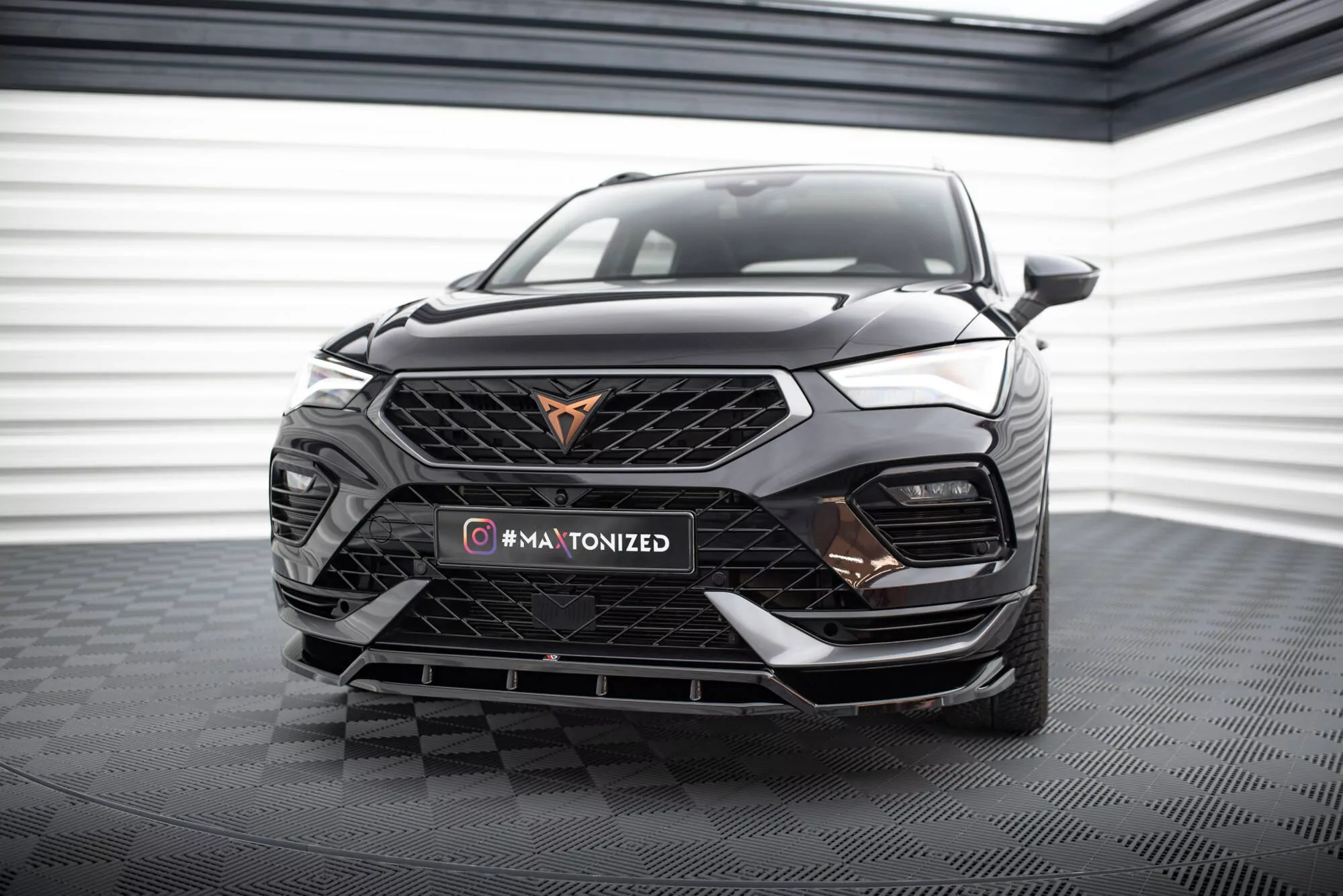 Front Ansatz Für Cupra Ateca Mk1 Facelift Schwarz Hochglanz