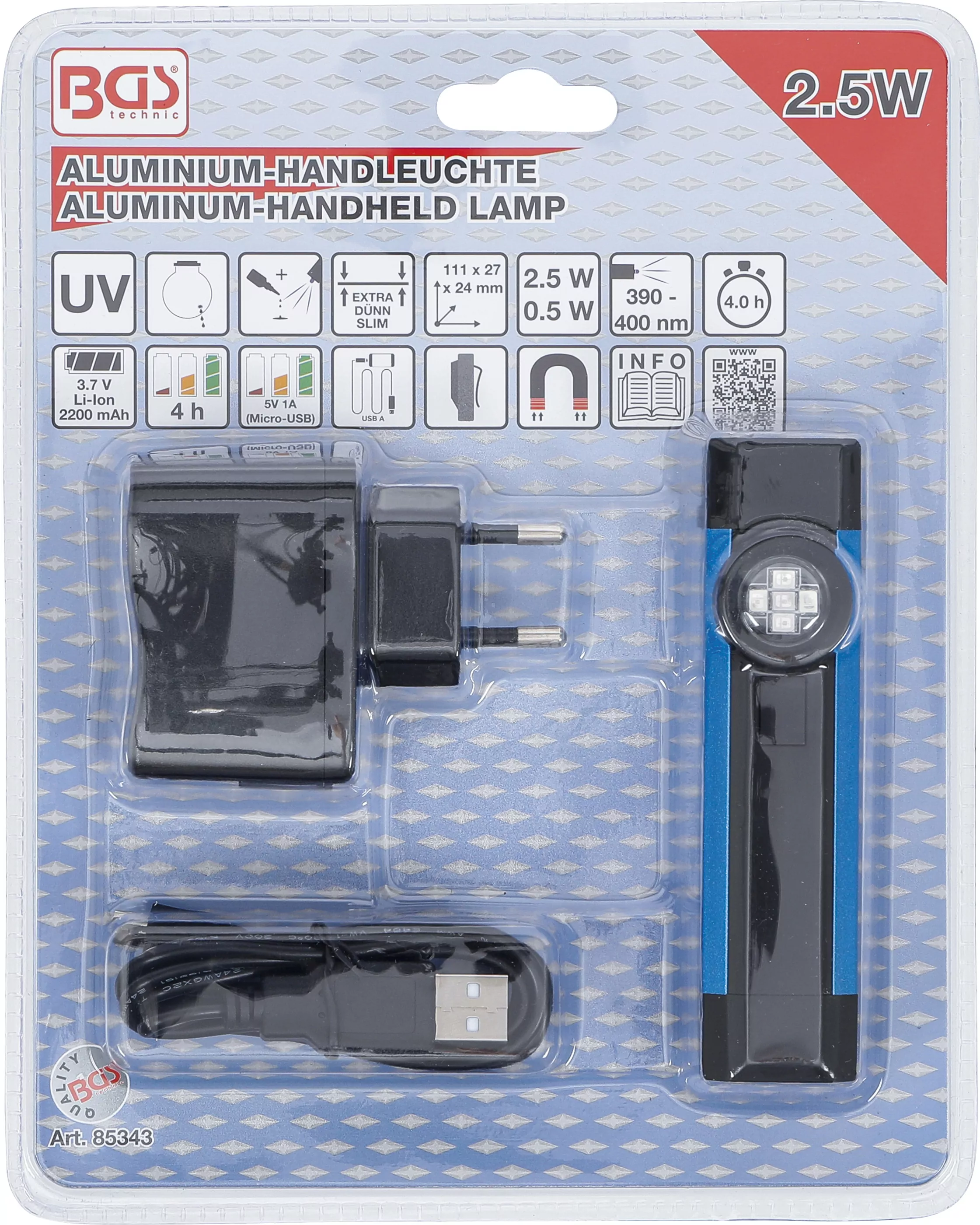 UV-Aluminium-Handleuchte | 2,5 W