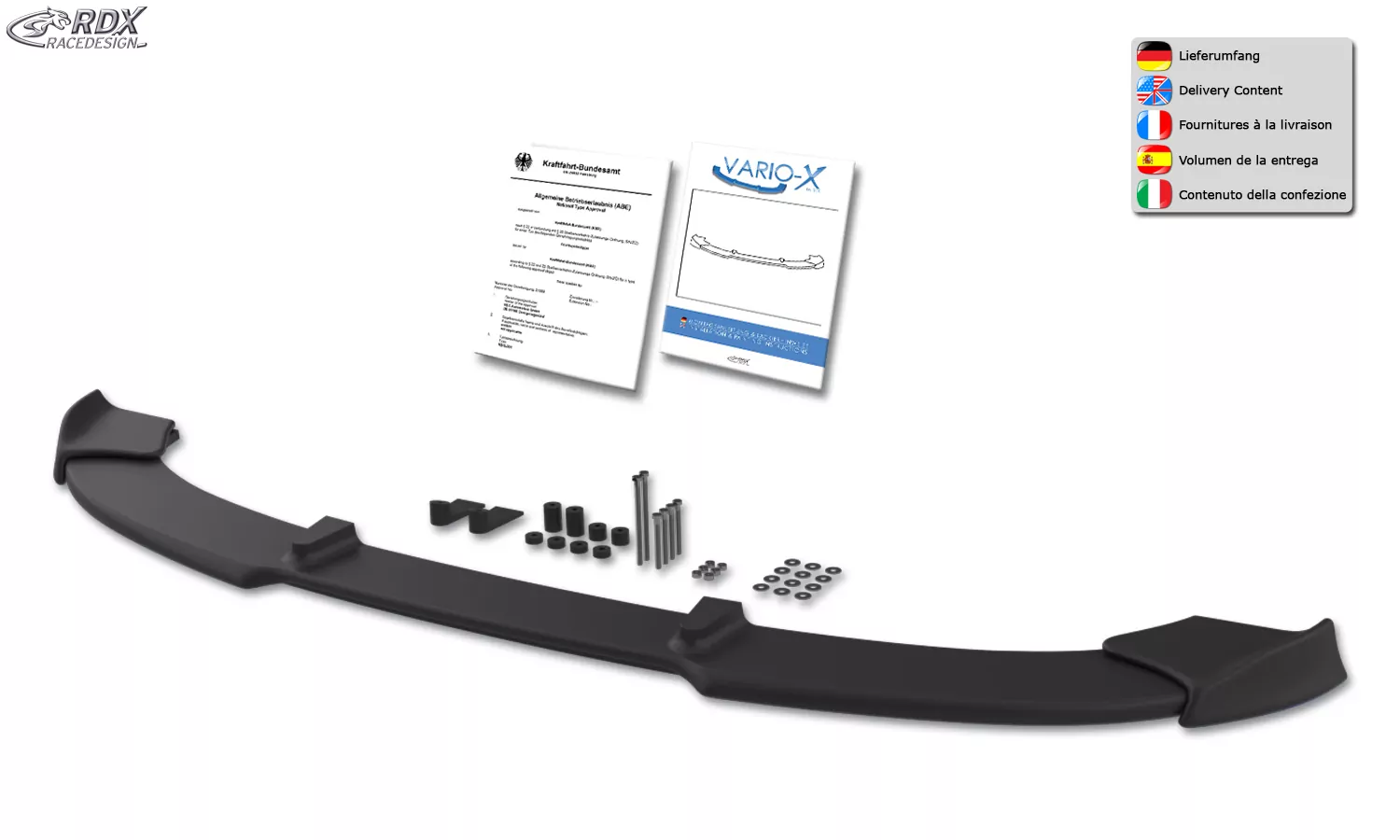 RDX Frontspoiler VARIO-X für RENAULT Kangoo 1 (1998-2003) Frontlippe Front Ansatz Vorne Spoilerlippe