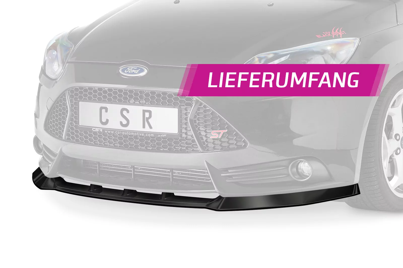 Cup-Spoilerlippe mit ABE für Ford Focus MK3 ST CSL491 Strukturiert (schwarz matt)