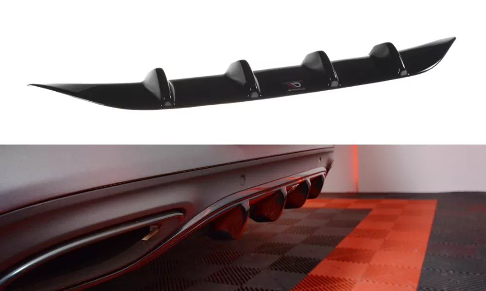 Diffusor Heck Ansatz Passend Für Passend Für MERCEDES- BENZ C-KLASSE W205 COUPE AMG-LINE Schwarz Hochglanz Schwarz Hochglanz