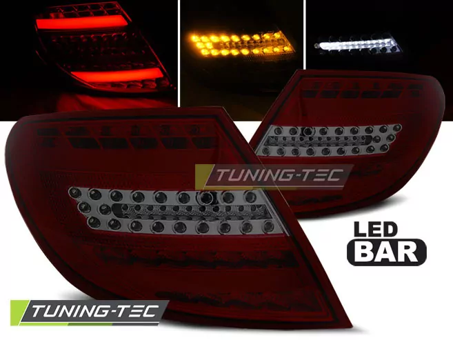 Led Bar Tail Lights Red Smoke Fits Mercedes C-klasa W204 Sedan 07-10