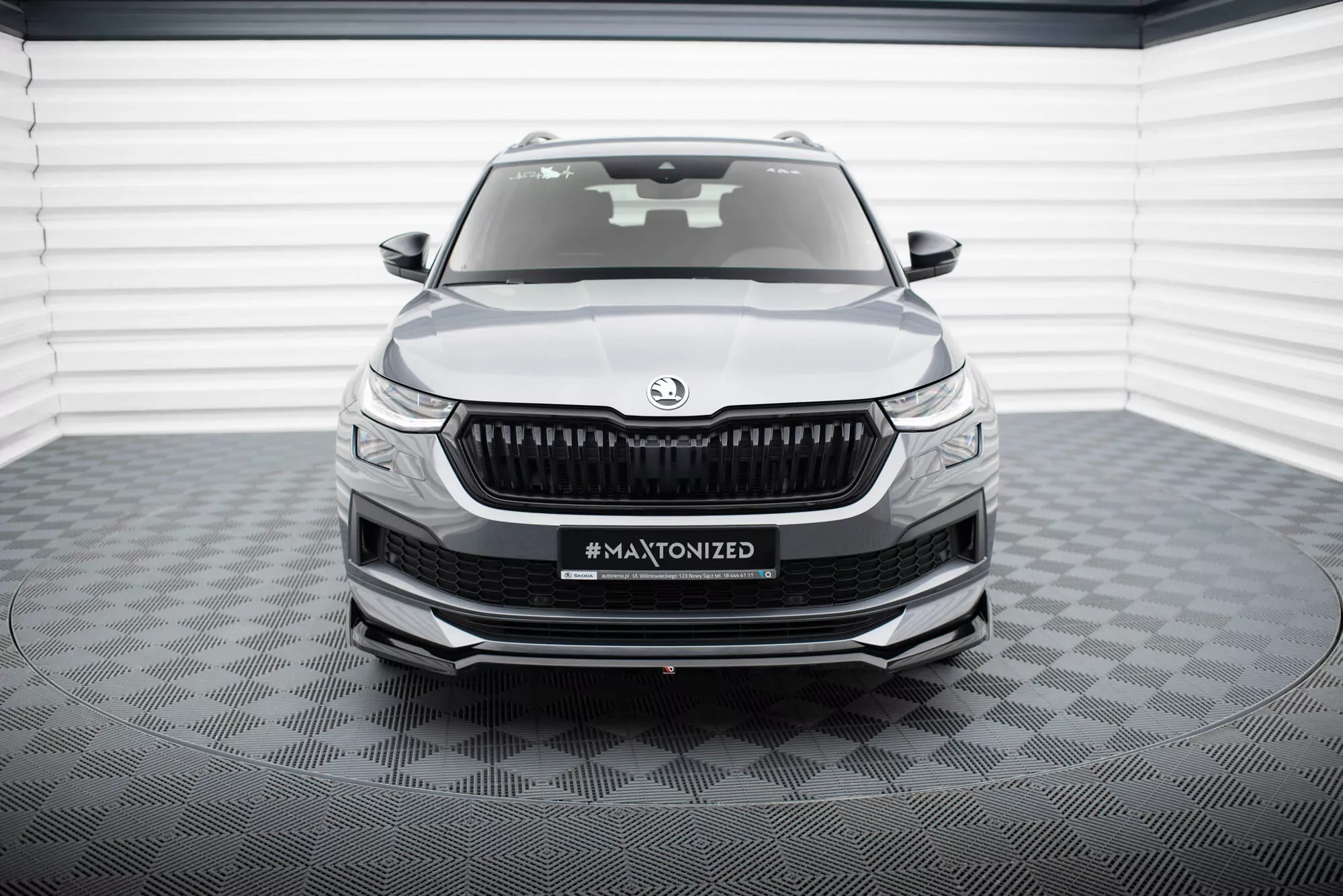 Front Ansatz V.2 Für Skoda Kodiaq Sportline Mk1 Facelift Schwarz Hochglanz