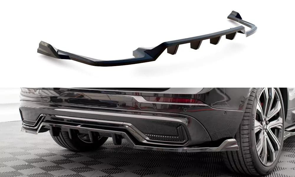 Mittlerer Cup Diffusor DTM Look Heck Ansatz Für Volvo XC60 R-Design Mk2 Facelift Schwarz Hochglanz