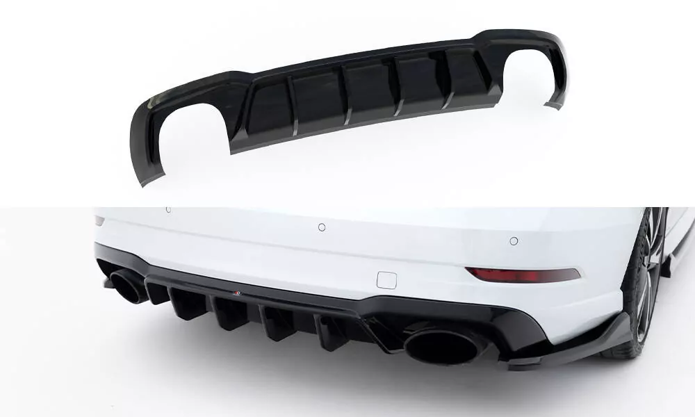 Diffusor Heck Ansatz V.2 Für Audi RS3 Limousine 8V Facelift Schwarz Hochglanz