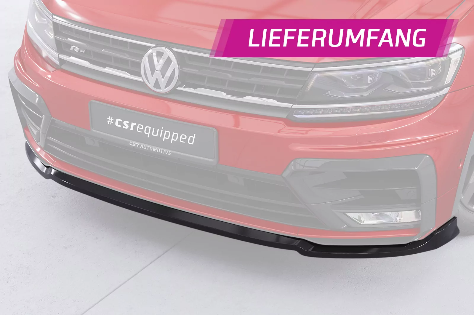 Cup-Spoilerlippe mit ABE für VW Tiguan II (Typ AD1) R-Line CSL367 Schwarz Strukturiert