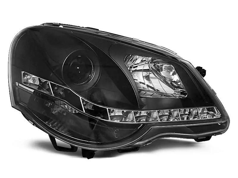 HEADLIGHTS DAYLIGHT BLACK fits VW POLO 9N3 04.05-09