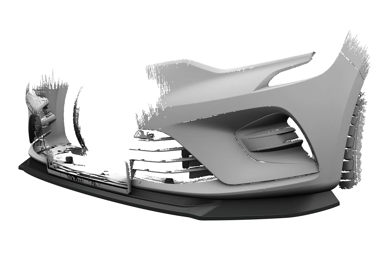 Cup-Spoilerlippe mit ABE für Renault Clio V CSL520 Schwarz Strukturiert