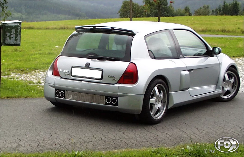 Renault Clio II V6  Endschalldämpfer quer Ausgang rechts/links - 2x76 Typ 12 rechts/links - Wird mit polierten Abdeckblech für Heckschürze geliefert