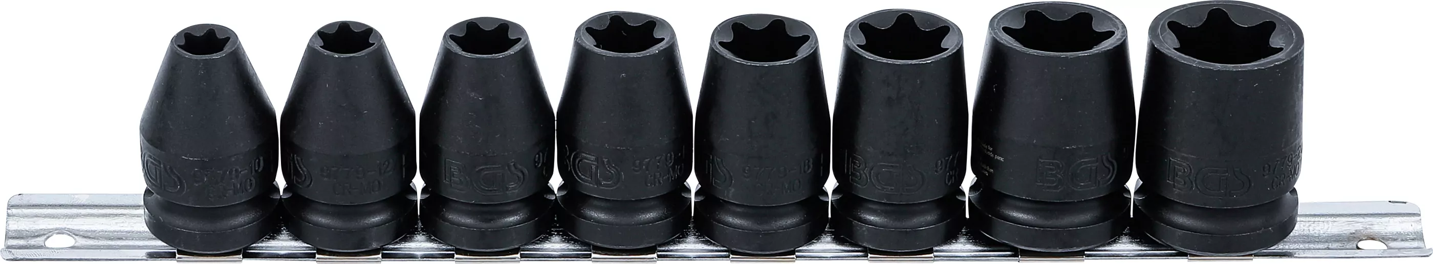 Kraft-Steckschlüssel-Einsatz-Satz E-Profil | Antrieb Innenvierkant 12,5 mm (1/2") | SW E10 - E24 | 8-tlg.