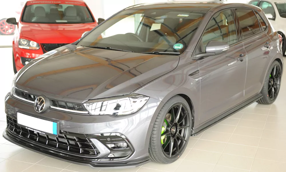 Rieger Seitenschweller links ansatz matt schwarz für VW Polo (AW) R-Line 5-tür. 06.17-05.21 (bis Facelift)