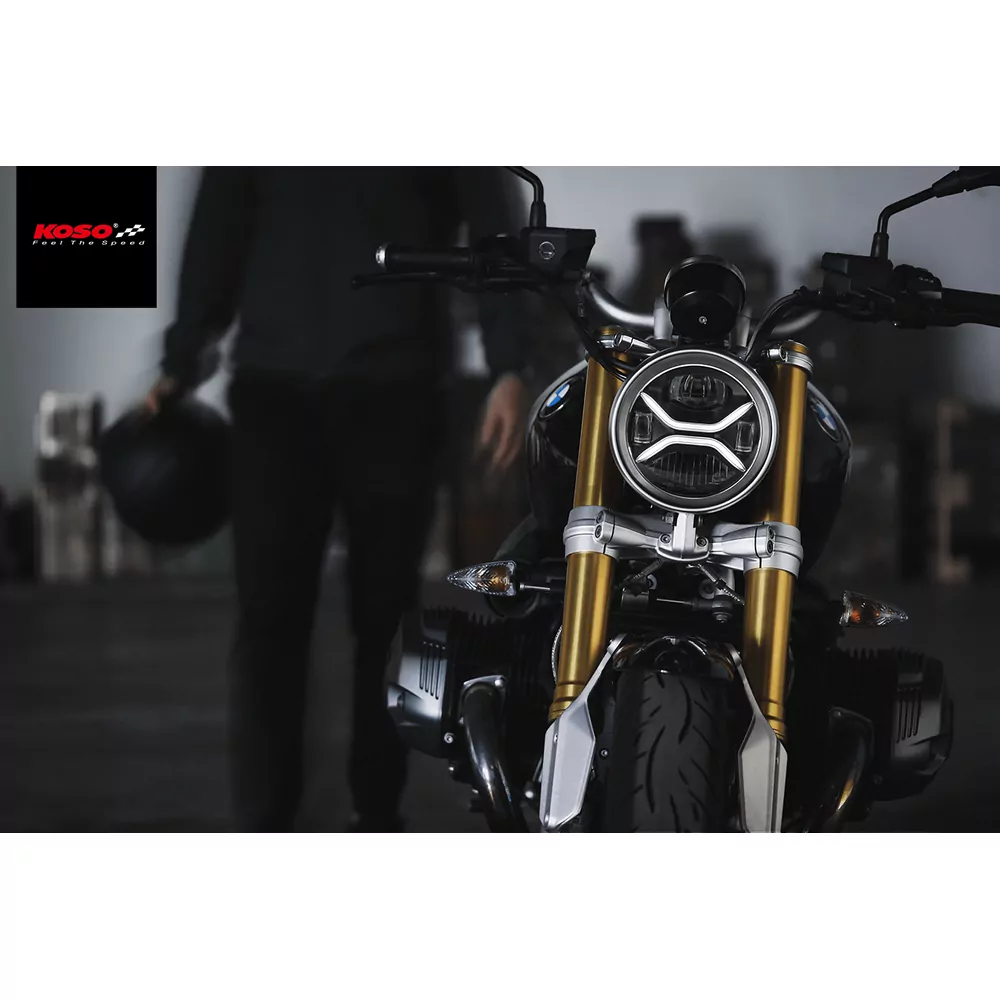 KOSO LED-Scheinwerfer XENITH, schwarz, seitliche Befestigung