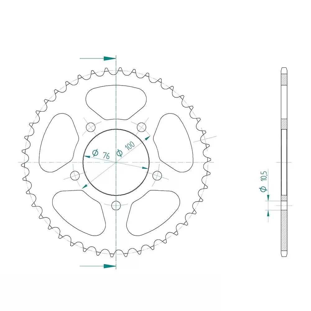 Kettenrad Stahl 43 Zähne Teilung 525