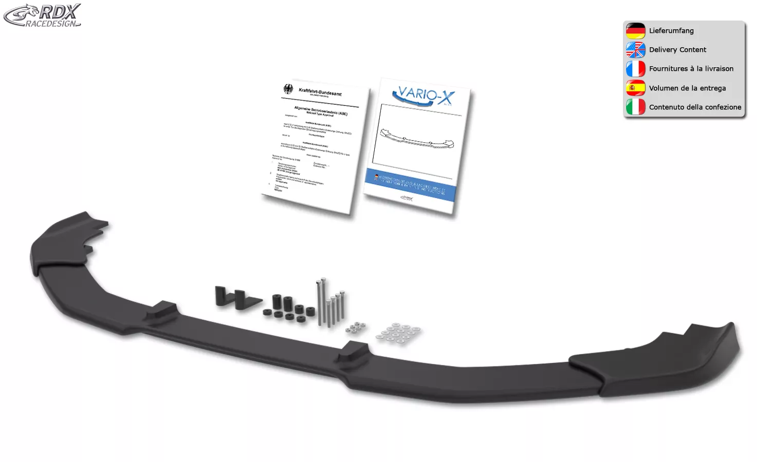 RDX Frontspoiler VARIO-X für VW Arteon R-Line (-2020) Frontlippe Front Ansatz Vorne Spoilerlippe