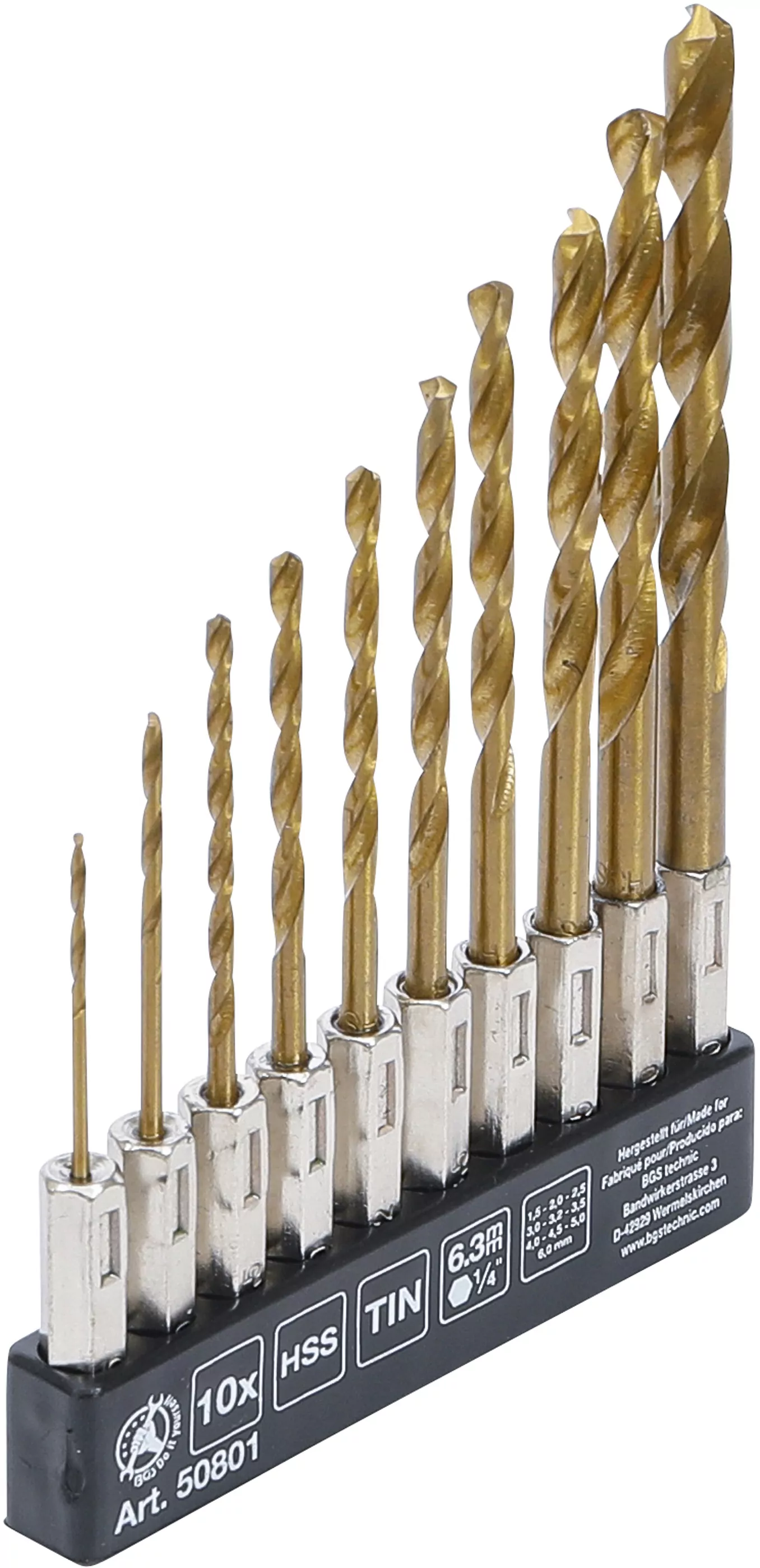 HSS-Bohrer-Satz | titan-nitriert | 1,5 - 6 mm | 10-tlg.