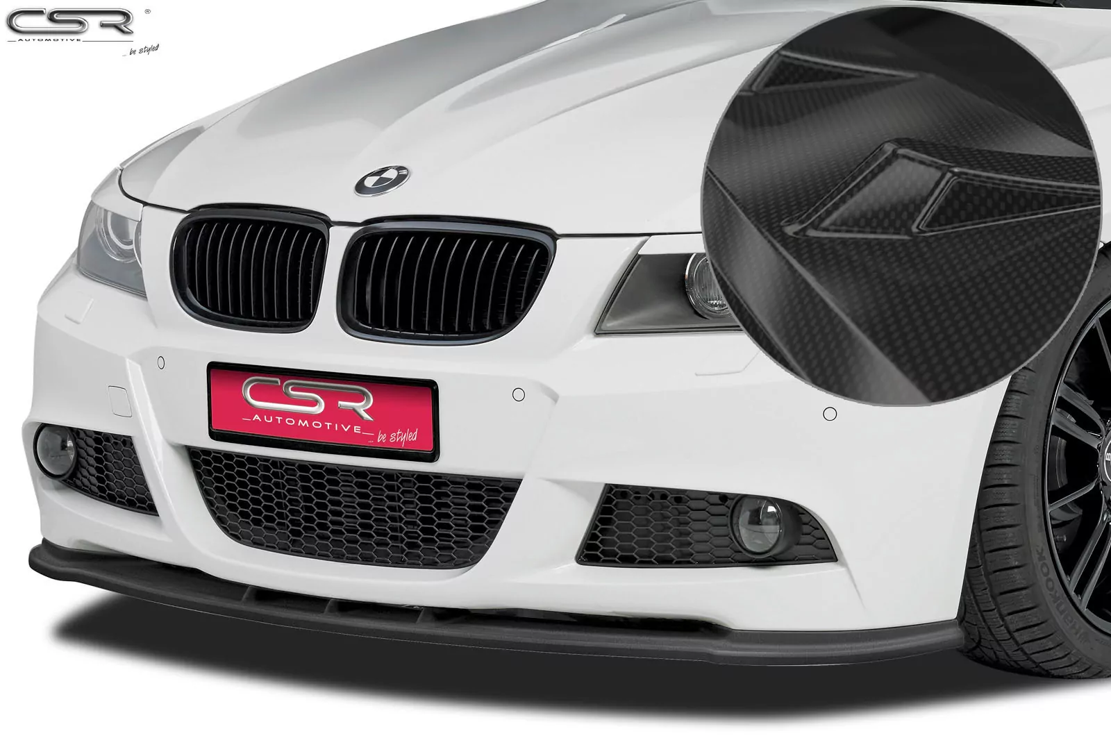 Cup-Spoilerlippe mit ABE für BMW 3er E90/E91 LCI CSL168-C Carbon Look Hochglanz