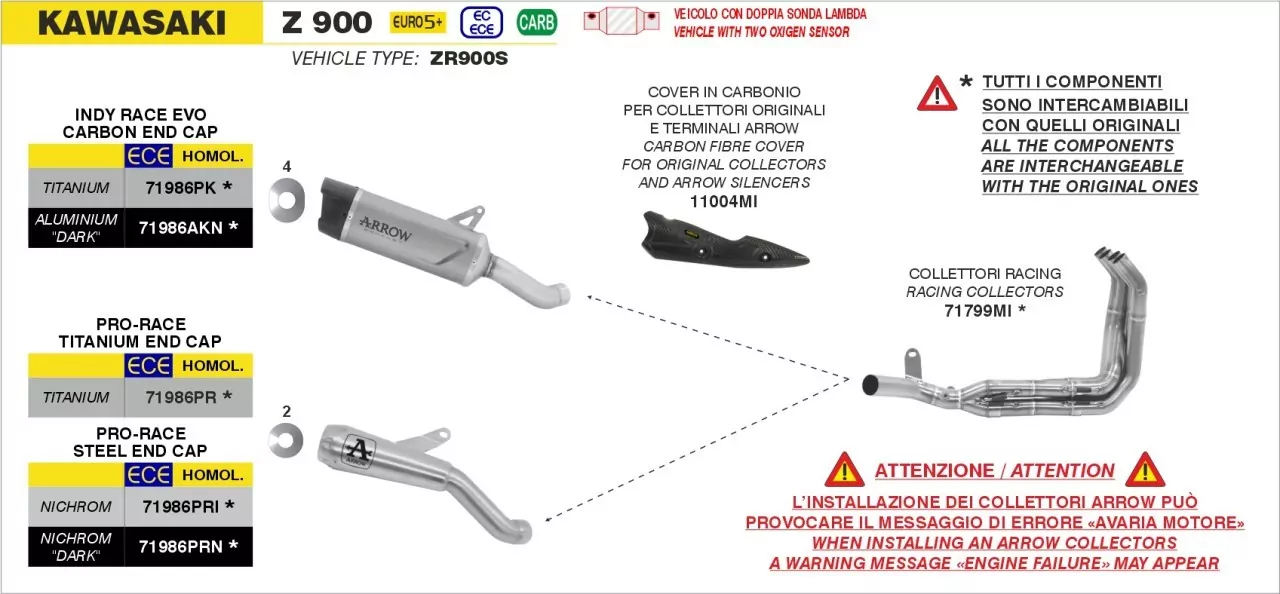71799MI-ARROW Racing Krümmer 4in1 KAWASAKI Z 900 2025-