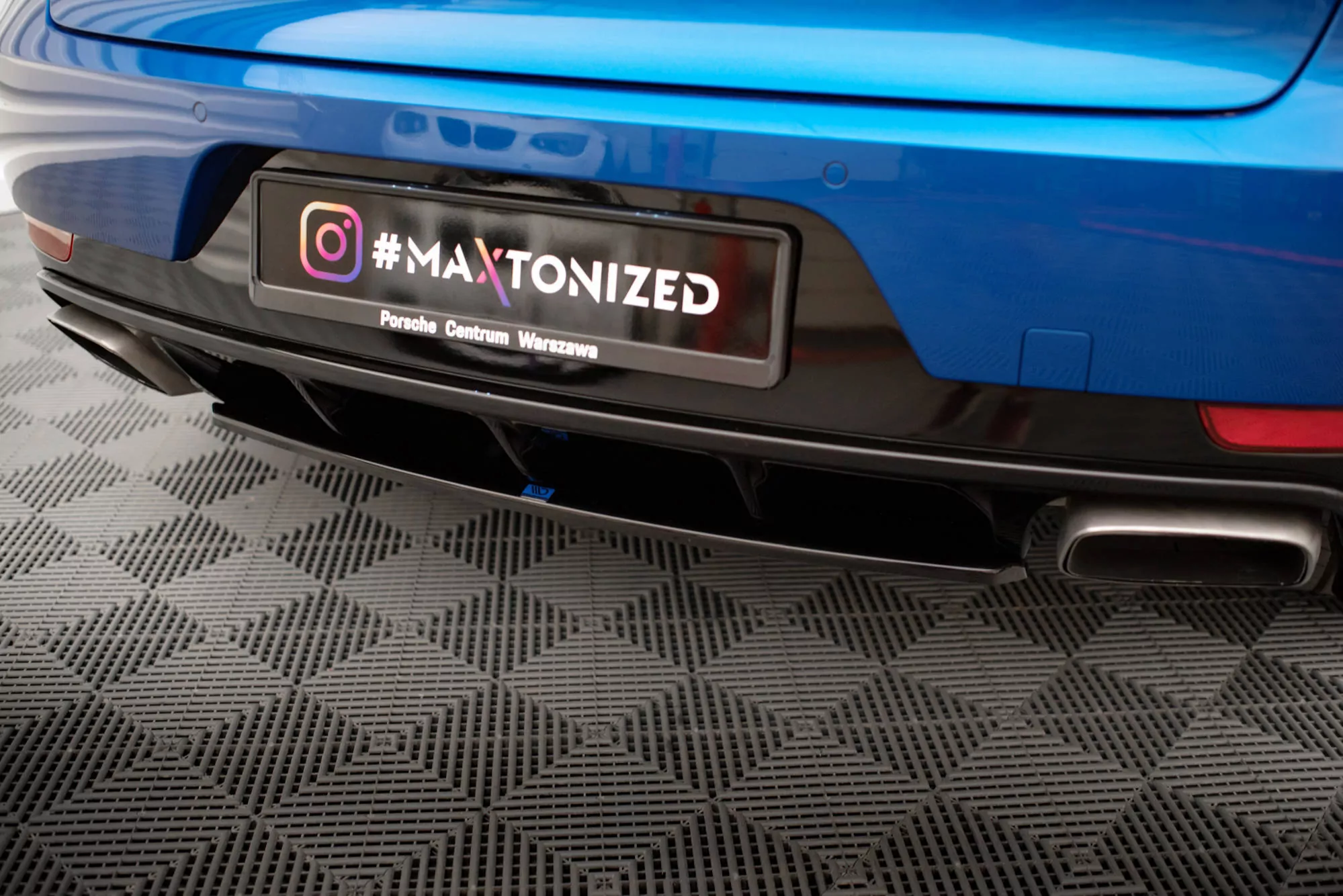 Mittlerer Diffusor Heck Ansatz Für Porsche Macan Mk1 Schwarz Hochglanz