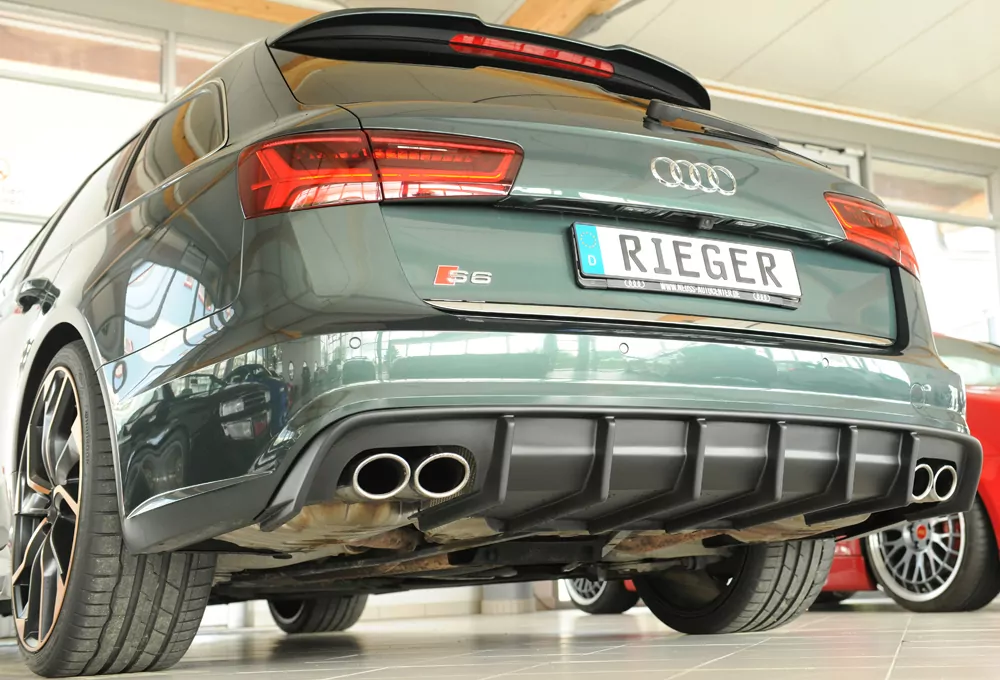 Rieger Heckeinsatz (für Fzg. mit AHK) matt schwarz für Audi A6 S6 (4G/C7) Lim. 09.14- (ab Facelift)