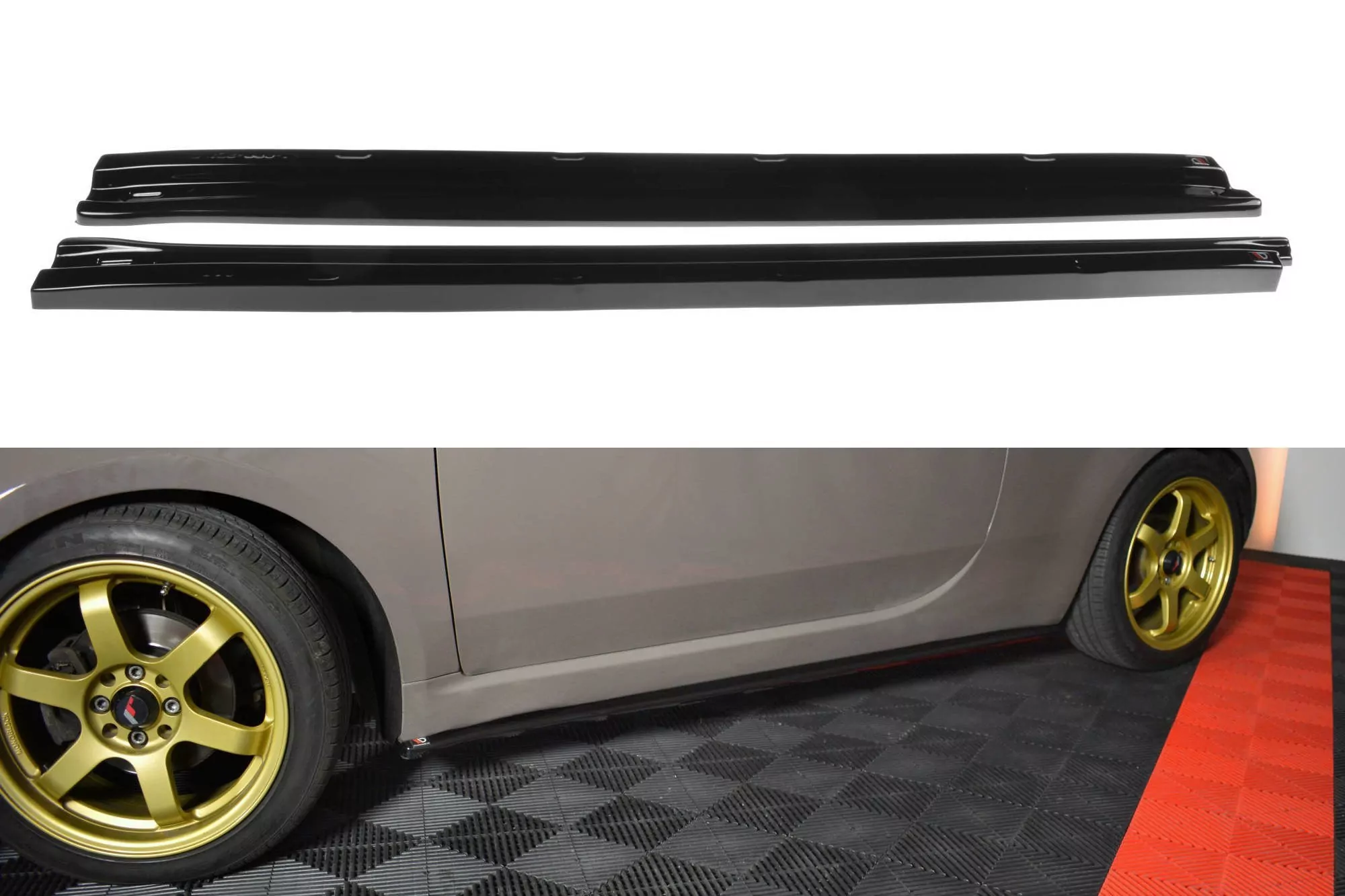 Seitenschweller Ansatz Passend Für Passend Für FIAT 500 HATCHBACK Vor FL Schwarz Hochglanz Schwarz Hochglanz