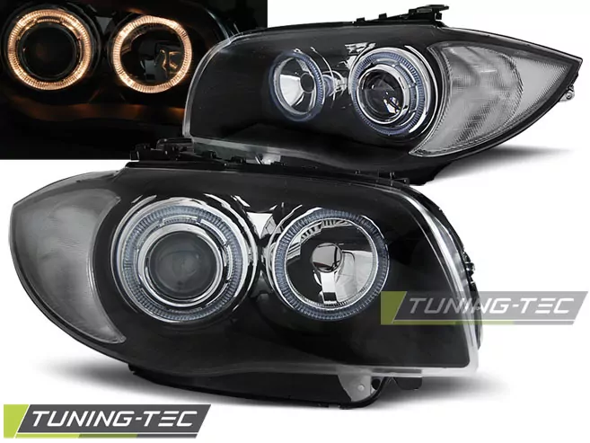 HEADLIGHTS ANGEL EYES BLACK fits BMW 1 E87/E81/82/88 04-11
