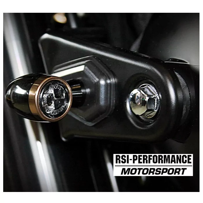 Smd-blinkerset Jack | Schwarz | Zierring Kupfer | M8 | Alu | Getönt | Ø 22 X T 37 Mm | E-geprüft