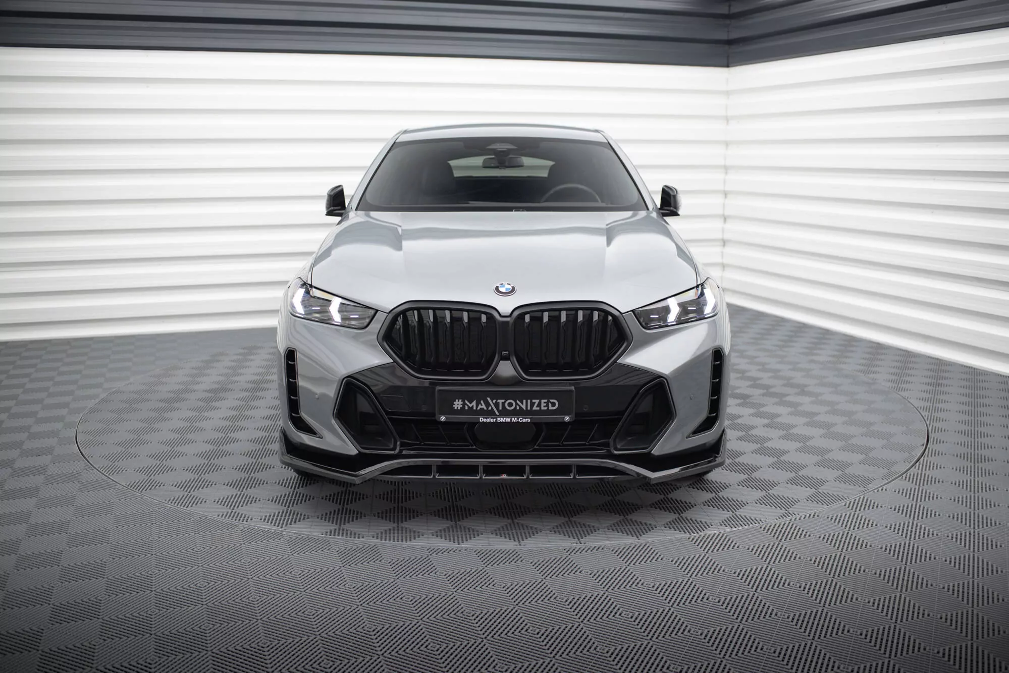 Front Ansatz V.2 Für BMW X6 M-Paket G06 Facelift Schwarz Hochglanz