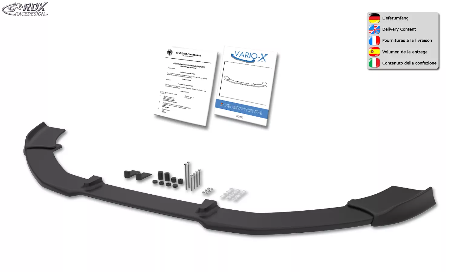 RDX Frontspoiler VARIO-X für AUDI RS3 2011+ (3türig + Sportback) Frontlippe Front Ansatz Vorne Spoilerlippe