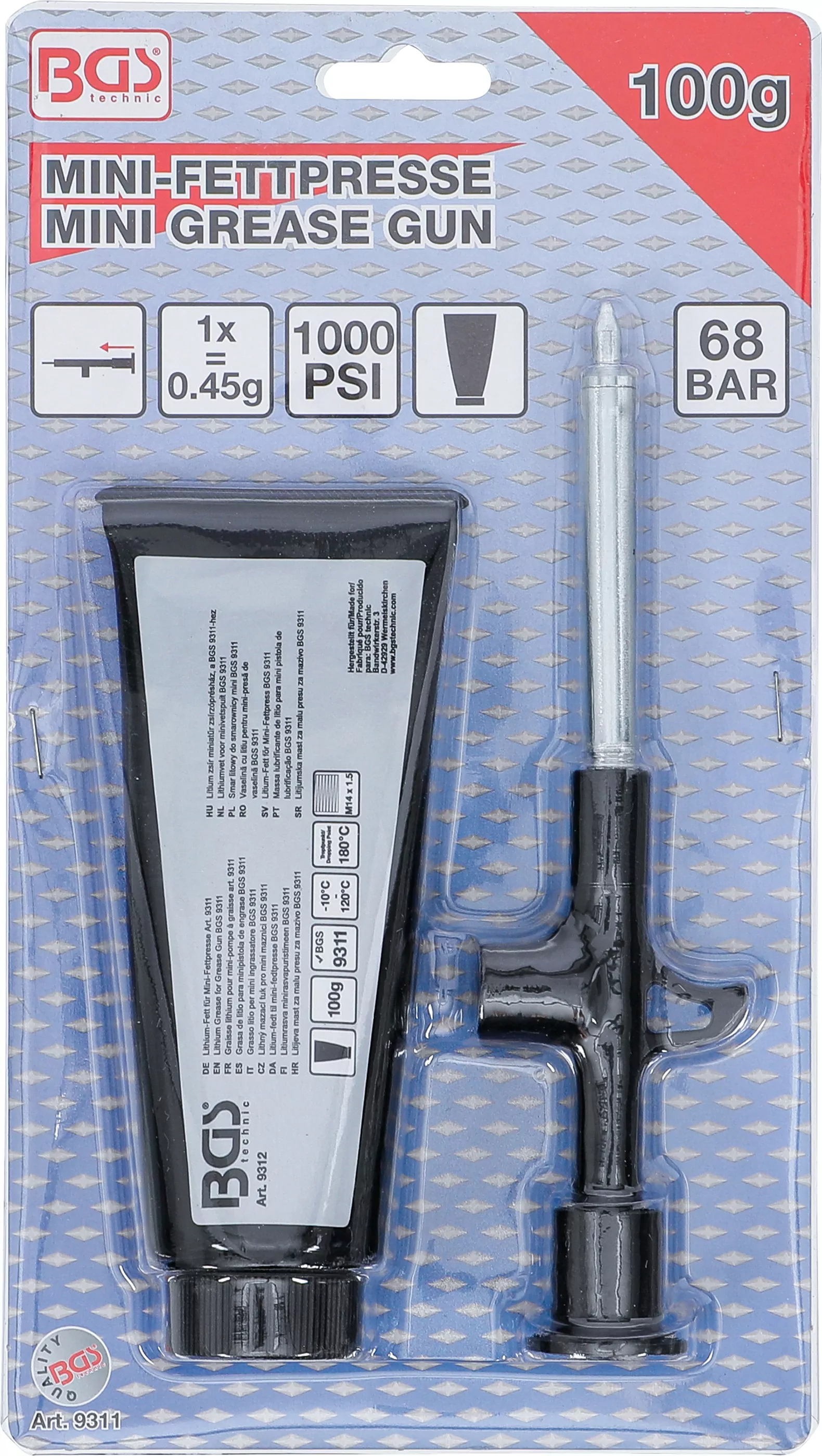 Mini-Fettpresse mit 100 g Lithium-Fett (1 Tube)