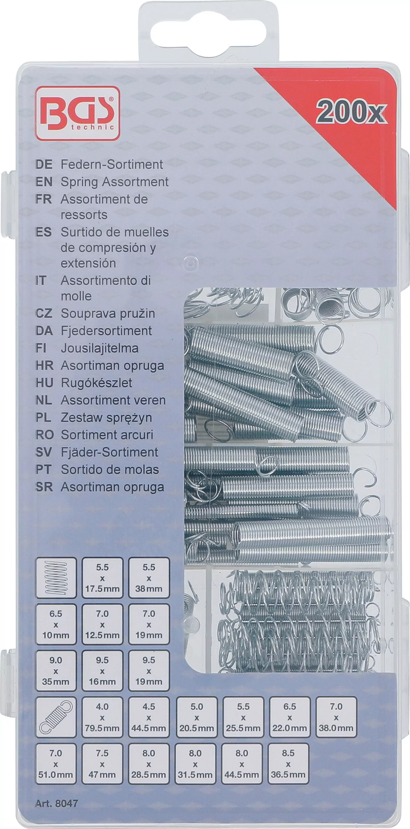 Federn-Sortiment | Zug- und Druckfedern | 200-tlg.