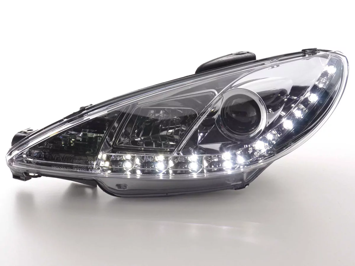 Scheinwerfer Set Daylight LED TFL-Optik Peugeot 206 Bj. 98- chrom
