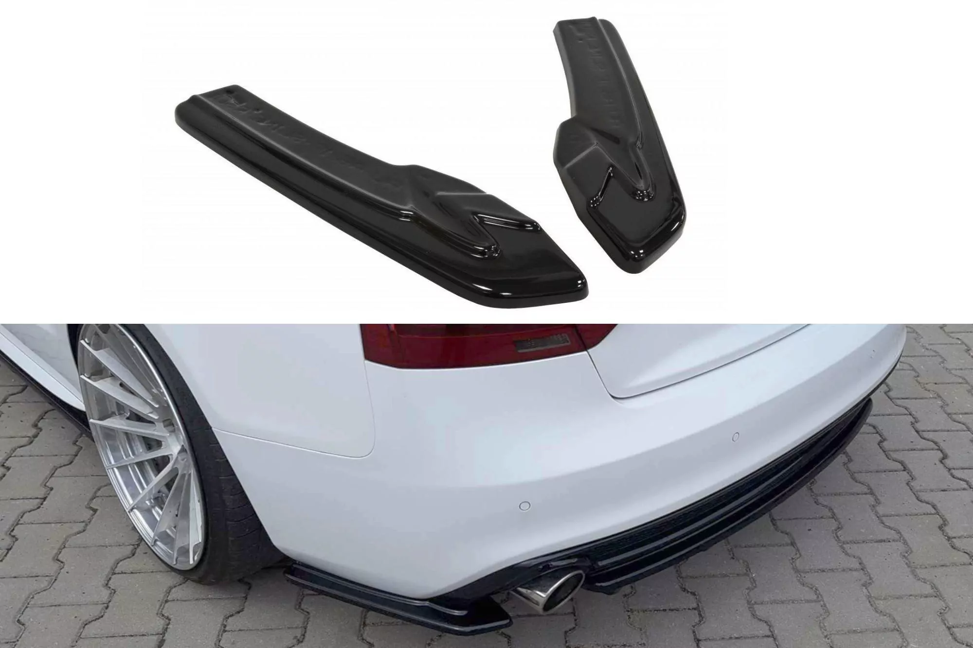 Heck Ansatz Flaps Diffusor Passend Für Diffusor Passend Für AUDI A5 S-LINE FL Schwarz Hochglanz Schwarz Hochglanz