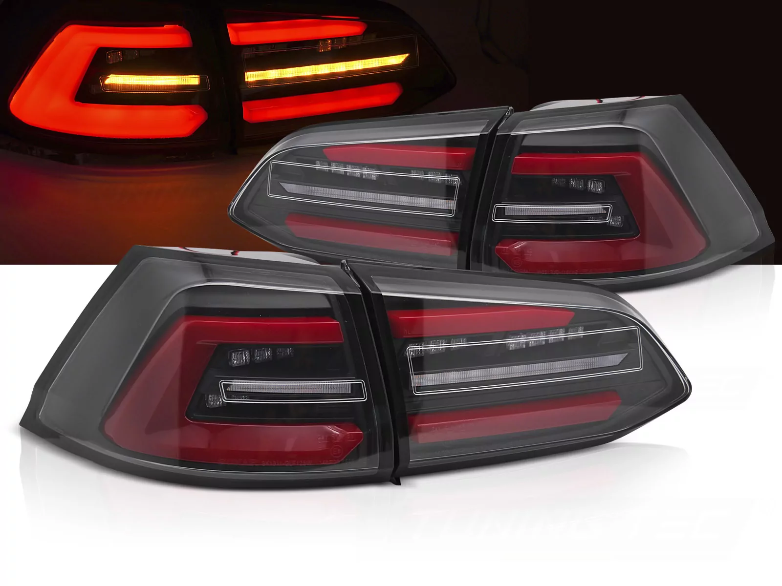 Led Tail Lights Black W/redseq Fits Vw Golf 7 17-19 Sw