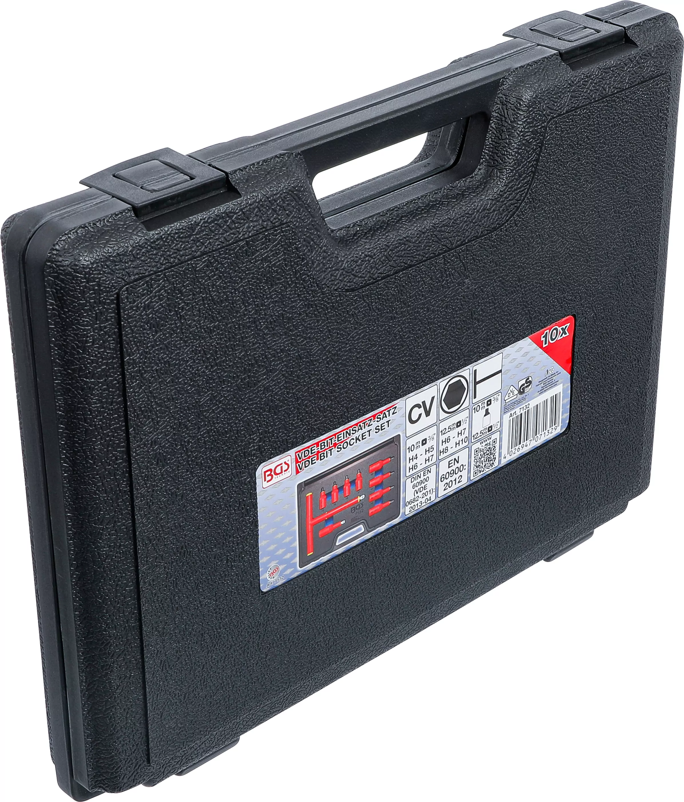 VDE-Bit-Einsatz-Satz | Antrieb Innenvierkant 10 mm (3/8") / 12,5 mm (1/2") | Innensechskant 4 - 10 mm | 10-tlg.