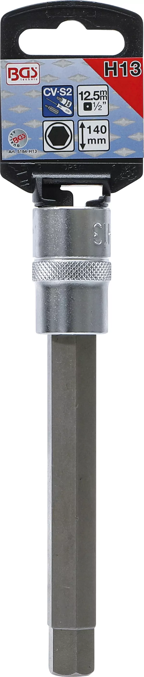 Bit-Einsatz | Länge 140 mm | Antrieb Innenvierkant 12,5 mm (1/2") | Innensechskant 13 mm