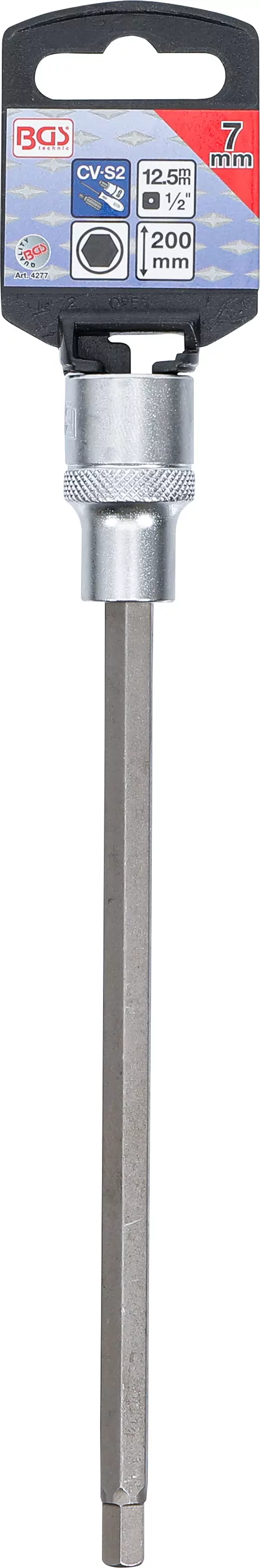 Bit-Einsatz | Länge 200 mm | Antrieb Innenvierkant 12,5 mm (1/2") | Innensechskant 7 mm