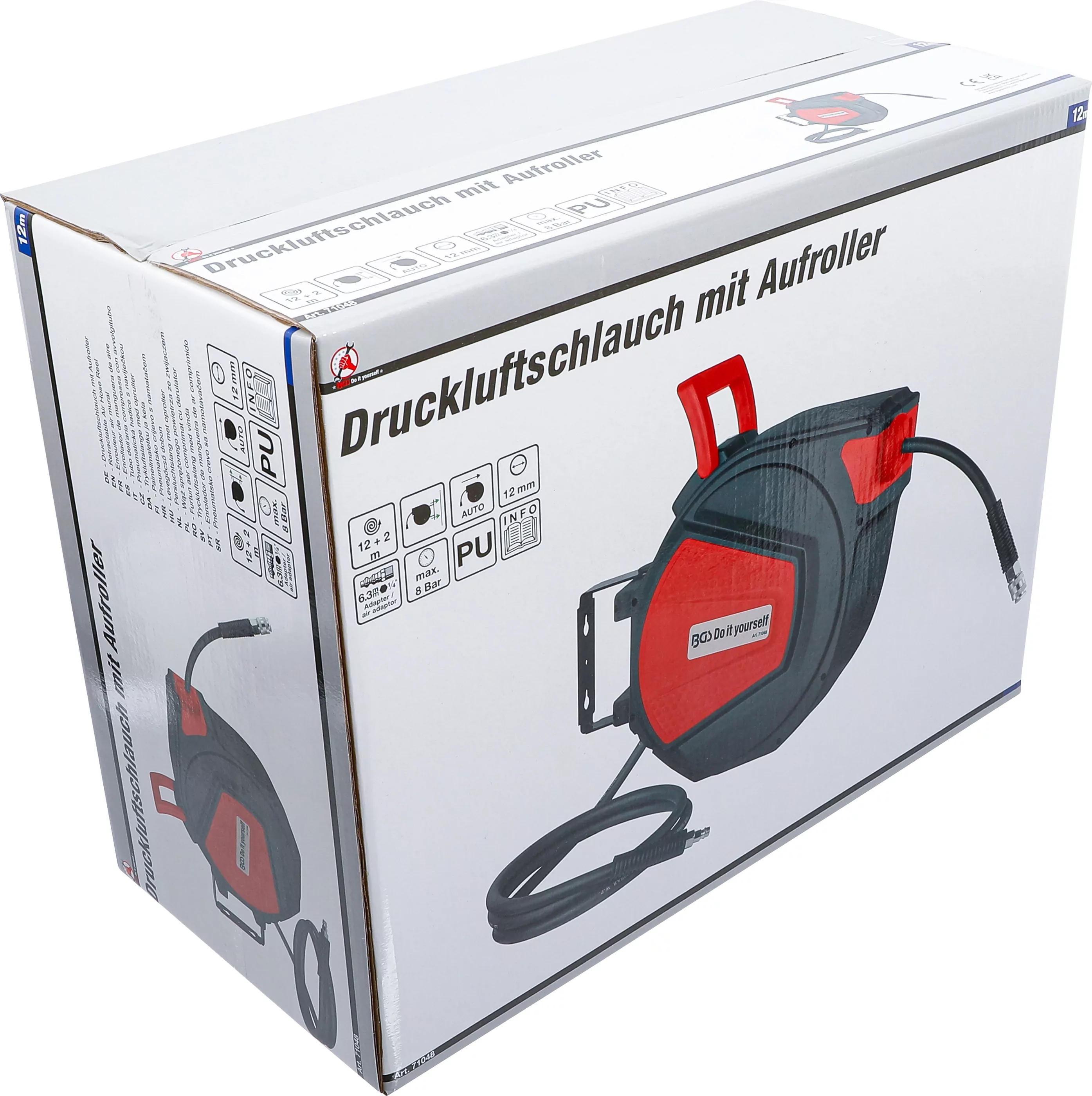 Druckluftschlauch mit Aufroller | automatisch | 12 m + 2 m