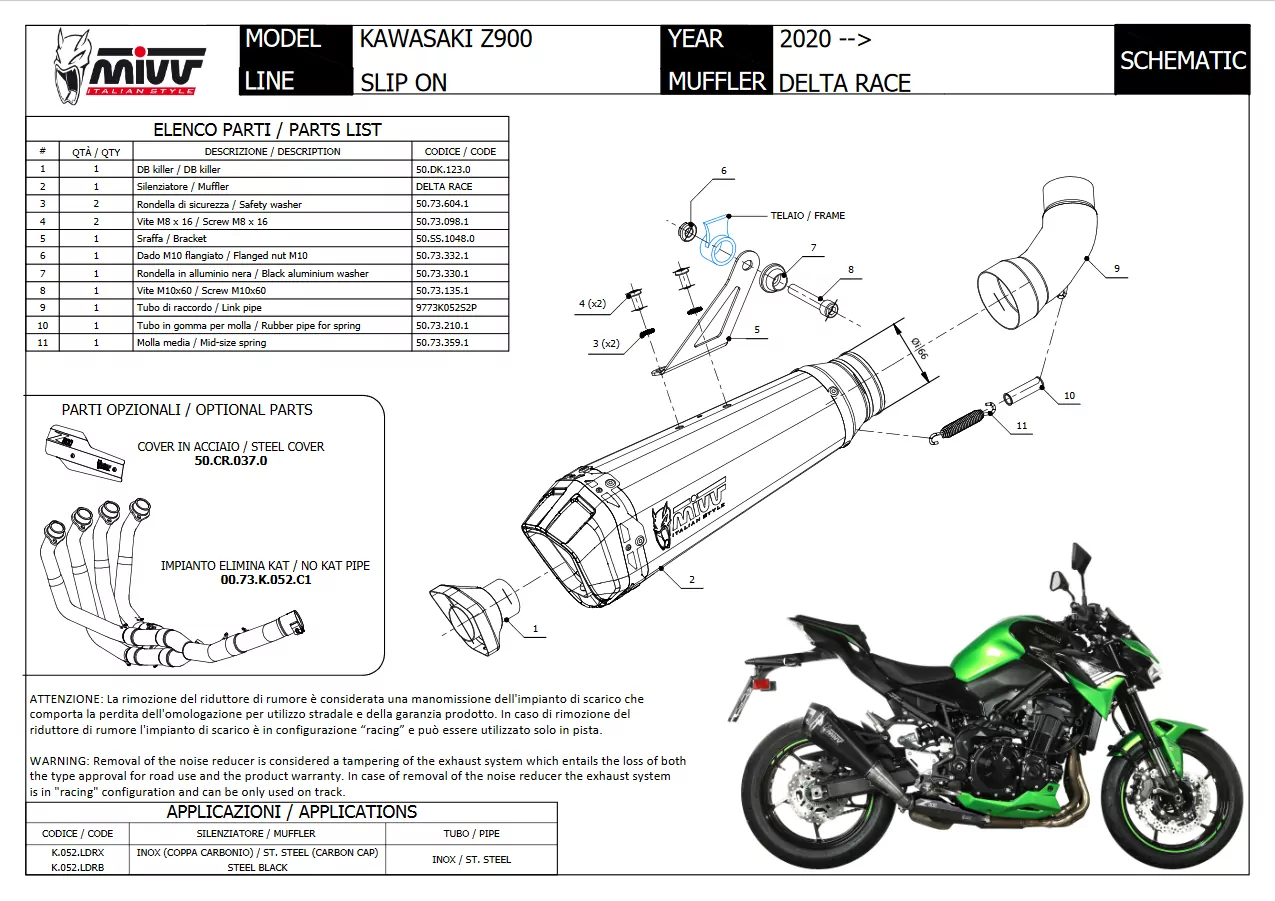 MIVVDelta Race Edelstahl Schwarz KAWASAKI Z900 2020 >