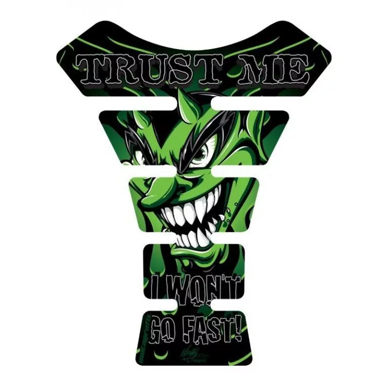 Motografix Trust Me I Wont Go Fast Devil Green 3D Gel Tank Pad Protector ST059G